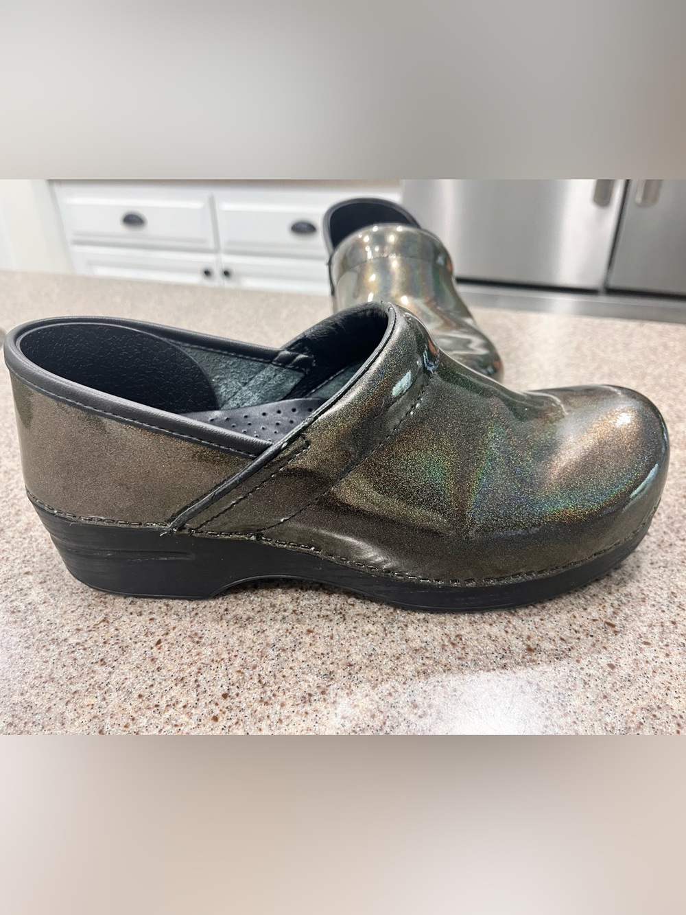 Dansko Women's Iridescent Metallic Clog Mule Green Black Sheen EU 41-US 10.5-11